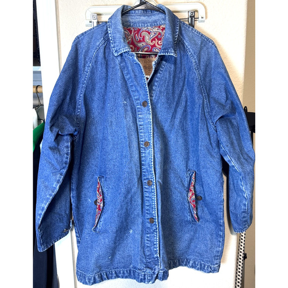 Vintage Gotcha Covered USA Denim Jacket Coat Blue Jean Barn Chore sz M - Picture 1 of 9